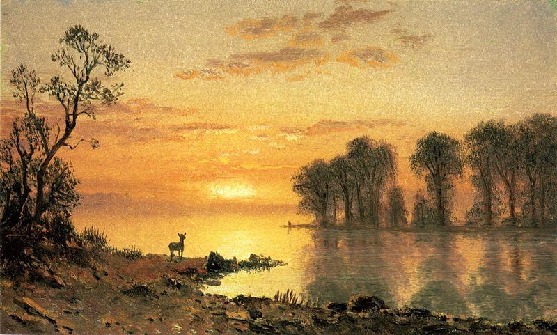 Albert Bierstadt Deer and River China oil painting art